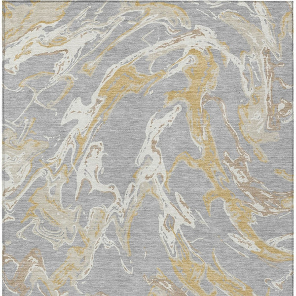 Homeroots 3' Artichoke Green And Ivory Abstract Washable Rug For Indoor And Outdoor Use - Stylish And Durable 3' X 5' Polyester 600090