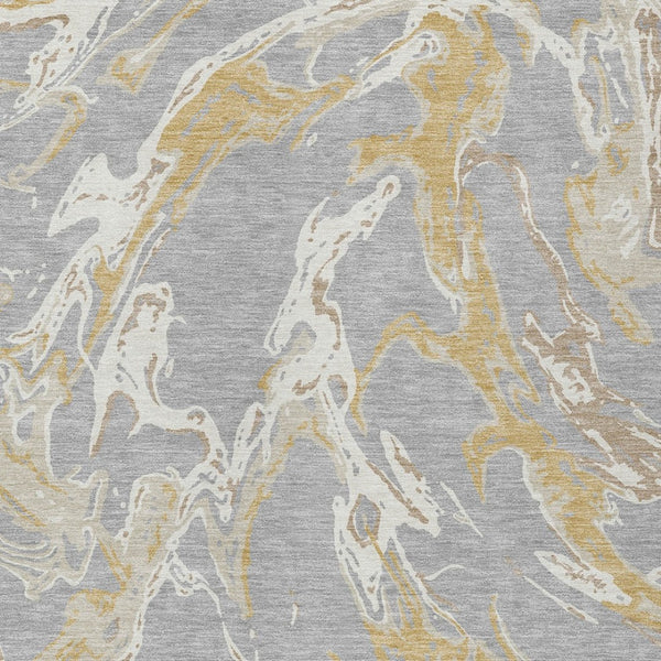 Homeroots 3' Artichoke Green And Ivory Abstract Washable Rug For Indoor And Outdoor Use - Stylish And Durable 5' X 8' Polyester 600091