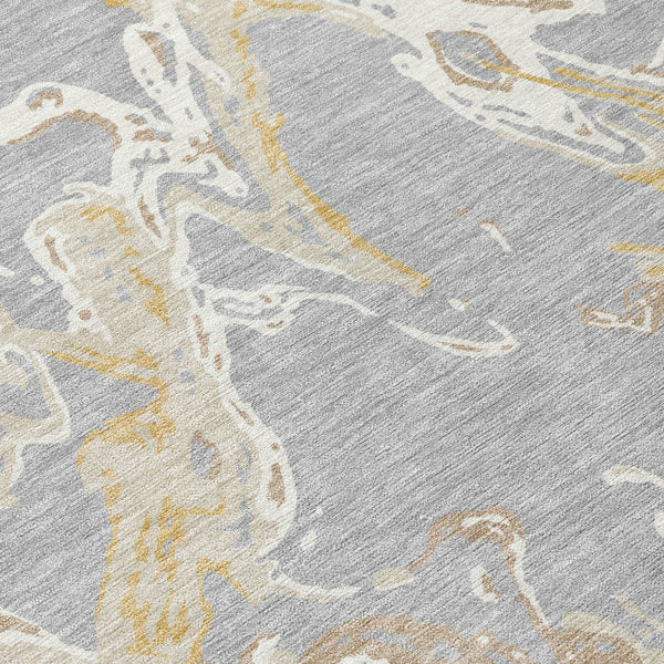 Homeroots 3' Artichoke Green And Ivory Abstract Washable Rug For Indoor And Outdoor Use - Stylish And Durable 8' Round Polyester 600092