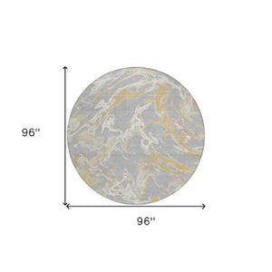 Homeroots 3' Artichoke Green And Ivory Abstract Washable Rug For Indoor And Outdoor Use - Stylish And Durable 8' Round Polyester 600092