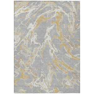 Homeroots 3' Artichoke Green And Ivory Abstract Washable Rug For Indoor And Outdoor Use - Stylish And Durable 8' X 10' Polyester 600093