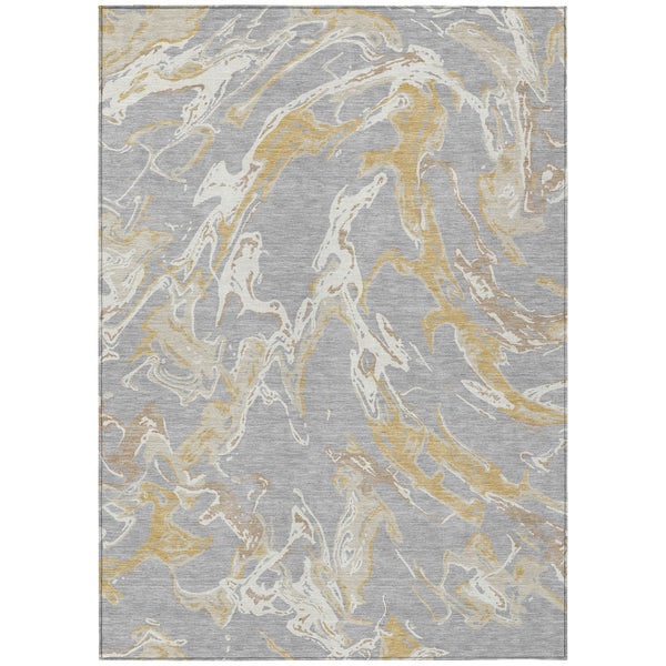 Homeroots 3' Artichoke Green And Ivory Abstract Washable Rug For Indoor And Outdoor Use - Stylish And Durable 8' X 10' Polyester 600093