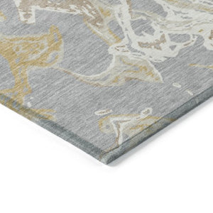 Homeroots 3' Artichoke Green And Ivory Abstract Washable Rug For Indoor And Outdoor Use - Stylish And Durable 8' X 10' Polyester 600093