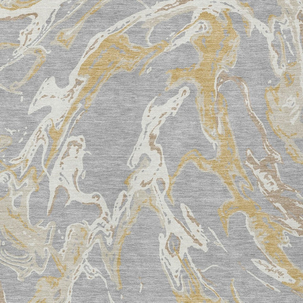 Homeroots 3' Artichoke Green And Ivory Abstract Washable Rug For Indoor And Outdoor Use - Stylish And Durable 9' X 12' Polyester 600094