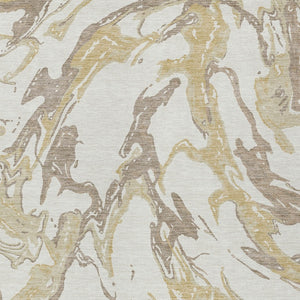 Homeroots 3' Artichoke Green And Ivory Abstract Washable Rug For Indoor And Outdoor Use - Stylish And Durable 5' X 8' Polyester 600097