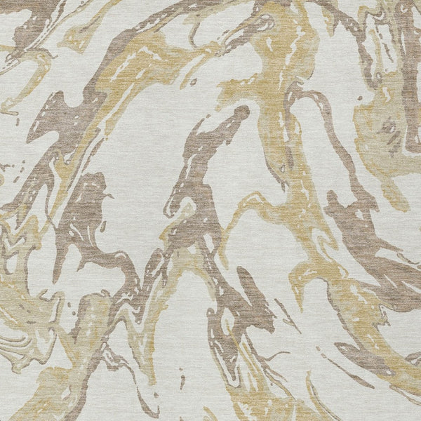 Homeroots 3' Artichoke Green And Ivory Abstract Washable Rug For Indoor And Outdoor Use - Stylish And Durable 8' X 10' Polyester 600099