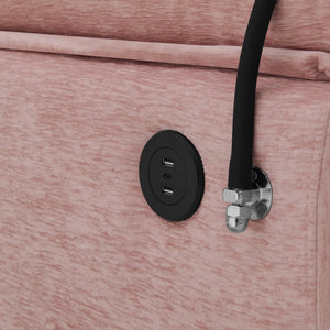 English Elm Leisure Chenille Two Seat Reclining Sofa with Usb Port Storage Ottoman Padded Armrests Pink W487S00519