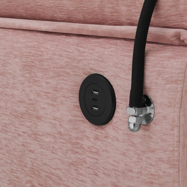English Elm Leisure Chenille Two Seat Reclining Sofa with Usb Port Storage Ottoman Padded Armrests Pink W487S00519