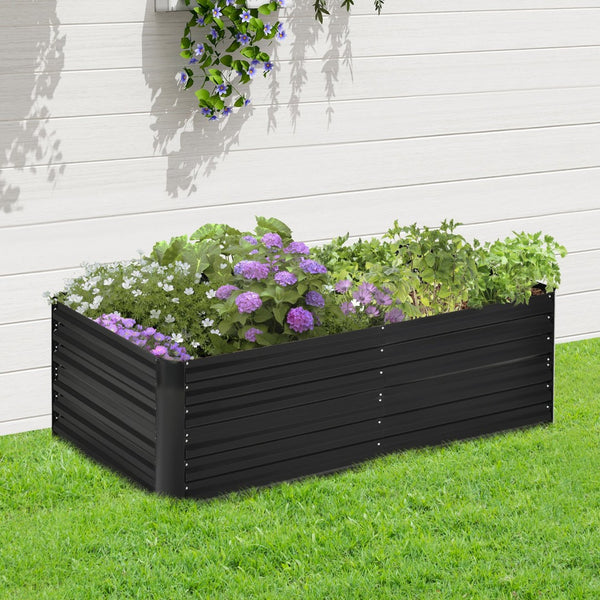 English Elm Outsunny Tall Galvanized Steel Raised Garden Bed with Reinforced Walls for Deep Root Growth W2225P200485
