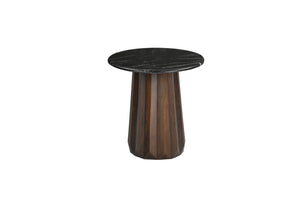 Basset Mirror Jennings Round End Table - Elegant Black Marble Top With Sculptural Mango Wood Base For Modern Spaces Brown Mango Wood,Marble 6001-220b-t