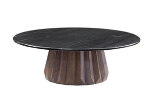 Basset Mirror Jennings Modern Cocktail Table With Polished Black Marble Top And Solid Royal Brown Mango Base Brown Wood,Marble 6001-223b-t-lge