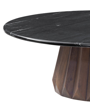 Basset Mirror Jennings Modern Cocktail Table With Polished Black Marble Top And Solid Royal Brown Mango Base Brown Wood,Marble 6001-223b-t-lge