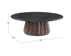 Basset Mirror Jennings Modern Cocktail Table With Polished Black Marble Top And Solid Royal Brown Mango Base Brown Wood,Marble 6001-223b-t-lge