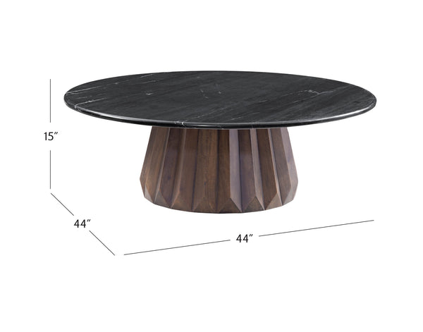 Basset Mirror Jennings Modern Cocktail Table With Polished Black Marble Top And Solid Royal Brown Mango Base Brown Wood,Marble 6001-223b-t-lge