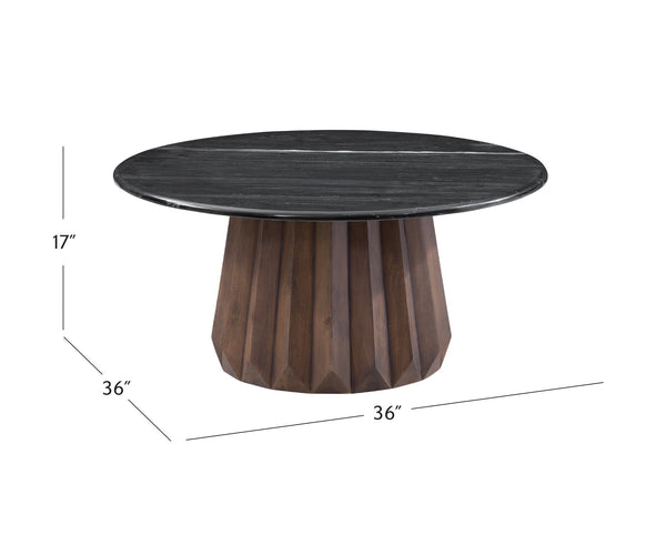 Basset Mirror Jennings Modern Cocktail Table With Polished Black Marble Top And Solid Royal Brown Mango Base Brown Wood,Marble 6001-223b-t-sml