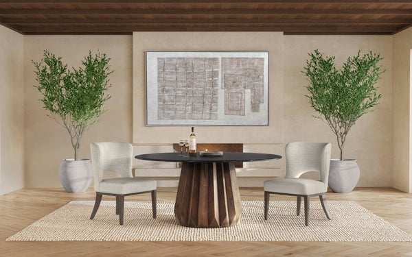 Basset Mirror Jennings Modern Dining Table With Sleek Polished Black Marble Top And Royal Brown Mango Base Brown Wood,Marble 6001-700b-t