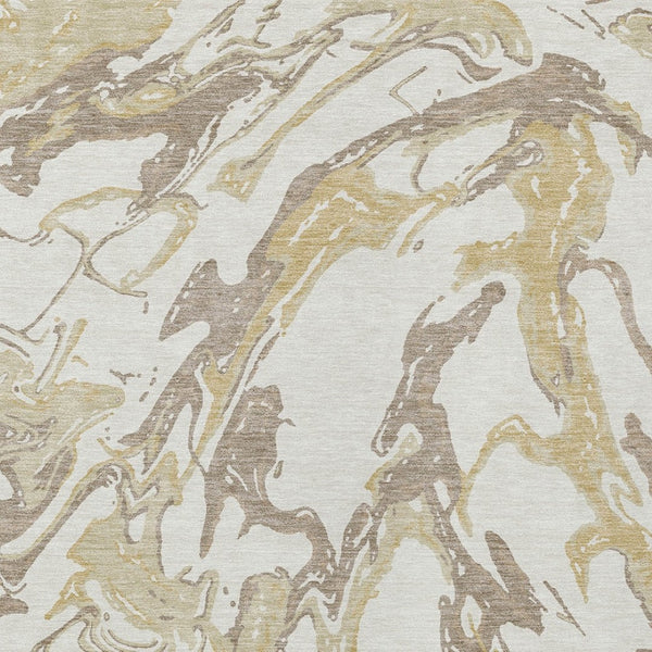 Homeroots 3' Artichoke Green And Ivory Abstract Washable Rug For Indoor And Outdoor Use - Stylish And Durable 9' X 12' Polyester 600100