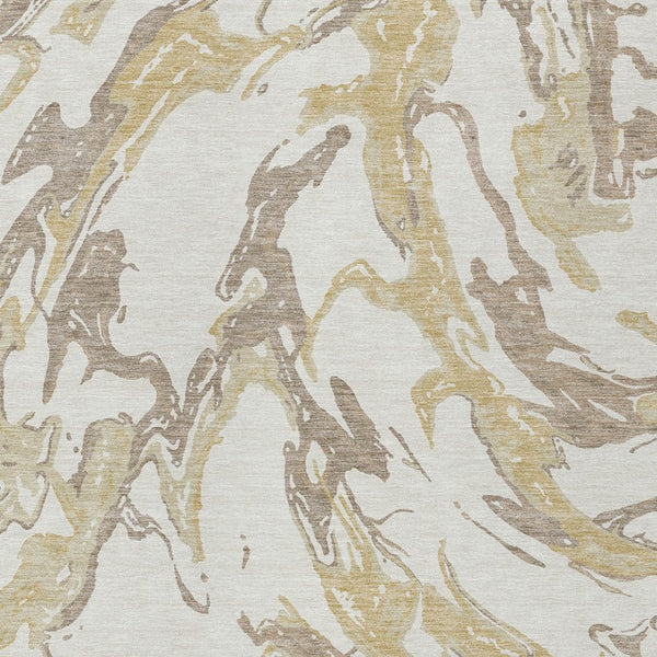 Homeroots 3' Artichoke Green And Ivory Abstract Washable Rug For Indoor And Outdoor Use - Stylish And Durable 10' X 14' Polyester 600101