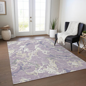 Homeroots 3' Artichoke Green And Ivory Abstract Washable Rug For Indoor And Outdoor Use - Stylish And Durable 5' X 8' Polyester 600103