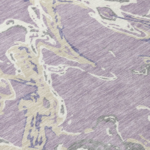 Homeroots 3' Artichoke Green And Ivory Abstract Washable Rug For Indoor And Outdoor Use - Stylish And Durable 8' Round Polyester 600104