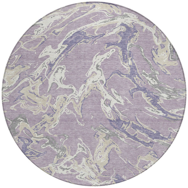 Homeroots 3' Artichoke Green And Ivory Abstract Washable Rug For Indoor And Outdoor Use - Stylish And Durable 8' Round Polyester 600104