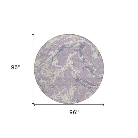 Homeroots 3' Artichoke Green And Ivory Abstract Washable Rug For Indoor And Outdoor Use - Stylish And Durable 8' Round Polyester 600104