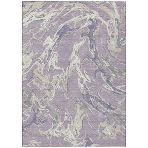 HomeRoots 9' X 12' Abstract Lavender and Ivory Area Rug – Stylish, Washable, Durable for Indoor/Outdoor Use 600106