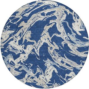 Homeroots 3' Artichoke Green And Ivory Abstract Washable Rug For Indoor And Outdoor Use - Stylish And Durable 8' Round Polyester 600110