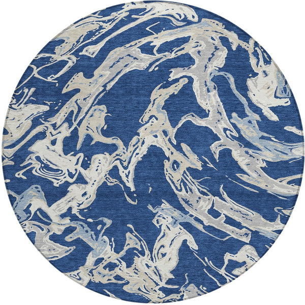 Homeroots 3' Artichoke Green And Ivory Abstract Washable Rug For Indoor And Outdoor Use - Stylish And Durable 8' Round Polyester 600110