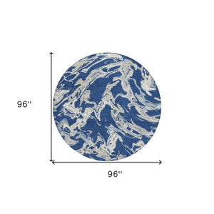 Homeroots 3' Artichoke Green And Ivory Abstract Washable Rug For Indoor And Outdoor Use - Stylish And Durable 8' Round Polyester 600110