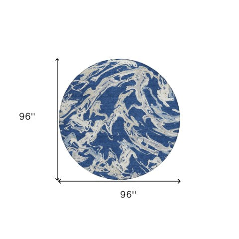 Homeroots 3' Artichoke Green And Ivory Abstract Washable Rug For Indoor And Outdoor Use - Stylish And Durable 8' Round Polyester 600110