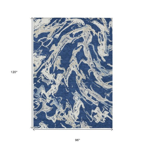 Homeroots 3' Artichoke Green And Ivory Abstract Washable Rug For Indoor And Outdoor Use - Stylish And Durable 8' X 10' Polyester 600111