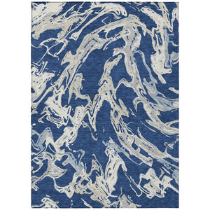 HomeRoots 5' Abstract Washable Indoor Outdoor Area Rug in Navy, Gray, and Ivory – Durable & Stylish Upgrade 8' X 10' 600111