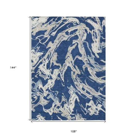 Homeroots 3' Artichoke Green And Ivory Abstract Washable Rug For Indoor And Outdoor Use - Stylish And Durable 9' X 12' Polyester 600112