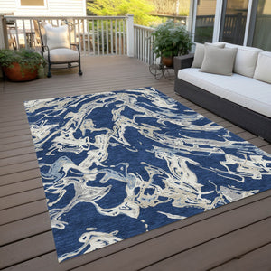 Homeroots 3' Artichoke Green And Ivory Abstract Washable Rug For Indoor And Outdoor Use - Stylish And Durable 9' X 12' Polyester 600112