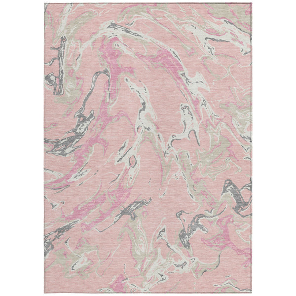 Homeroots 3' Artichoke Green And Ivory Abstract Washable Rug For Indoor And Outdoor Use - Stylish And Durable 3' X 5' Polyester 600120