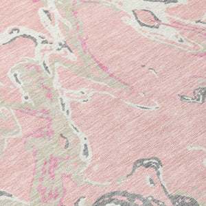 Homeroots 3' Artichoke Green And Ivory Abstract Washable Rug For Indoor And Outdoor Use - Stylish And Durable 3' X 5' Polyester 600120