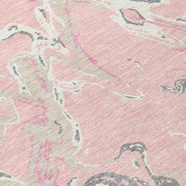 Homeroots 3' Artichoke Green And Ivory Abstract Washable Rug For Indoor And Outdoor Use - Stylish And Durable 5' X 8' Polyester 600121