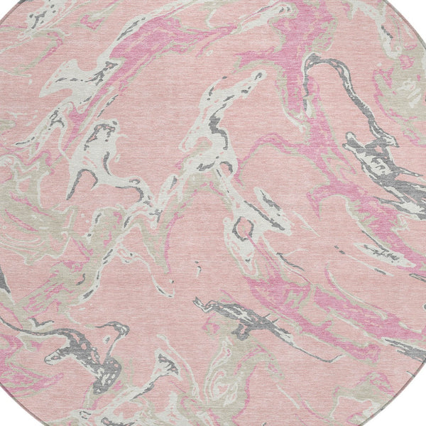 Homeroots 3' Artichoke Green And Ivory Abstract Washable Rug For Indoor And Outdoor Use - Stylish And Durable 8' Round Polyester 600122