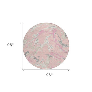 Homeroots 3' Artichoke Green And Ivory Abstract Washable Rug For Indoor And Outdoor Use - Stylish And Durable 8' Round Polyester 600122