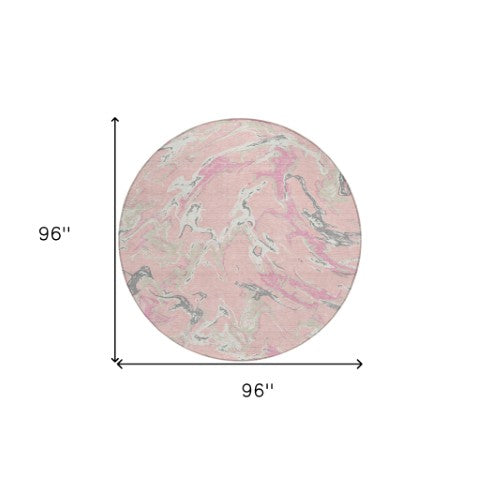 Homeroots 3' Artichoke Green And Ivory Abstract Washable Rug For Indoor And Outdoor Use - Stylish And Durable 8' Round Polyester 600122