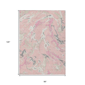 Homeroots 3' Artichoke Green And Ivory Abstract Washable Rug For Indoor And Outdoor Use - Stylish And Durable 8' X 10' Polyester 600123