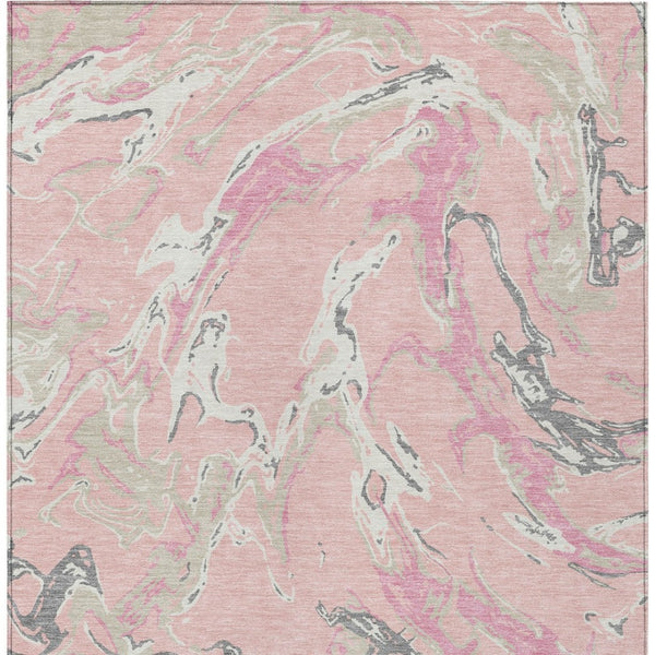 Homeroots 3' Artichoke Green And Ivory Abstract Washable Rug For Indoor And Outdoor Use - Stylish And Durable 9' X 12' Polyester 600124