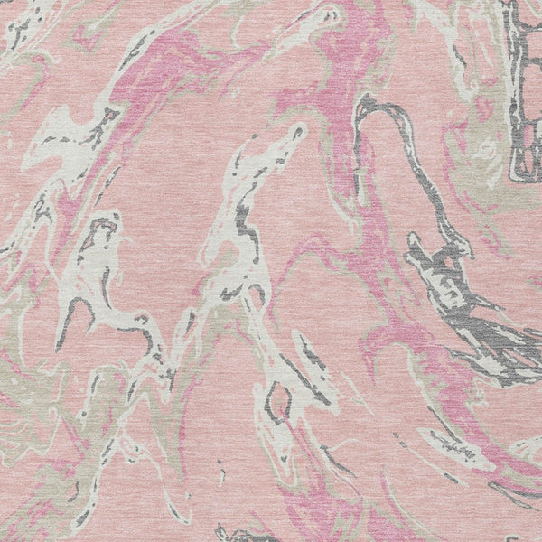 Homeroots 3' Artichoke Green And Ivory Abstract Washable Rug For Indoor And Outdoor Use - Stylish And Durable 9' X 12' Polyester 600124