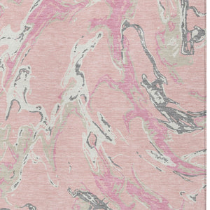 Homeroots 3' Artichoke Green And Ivory Abstract Washable Rug For Indoor And Outdoor Use - Stylish And Durable 10' X 14' Polyester 600125