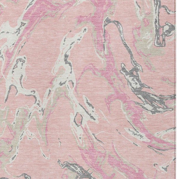 Homeroots 3' Artichoke Green And Ivory Abstract Washable Rug For Indoor And Outdoor Use - Stylish And Durable 10' X 14' Polyester 600125