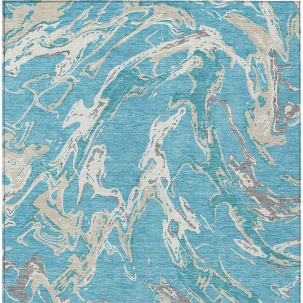 Homeroots 3' Artichoke Green And Ivory Abstract Washable Rug For Indoor And Outdoor Use - Stylish And Durable 9' X 12' Polyester 600130