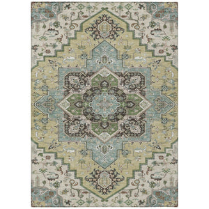 HomeRoots 5' Timeless Beige Green Brown Oriental Washable Area Rug for Indoor & Outdoor Durability and Style 5' X 8' 600133