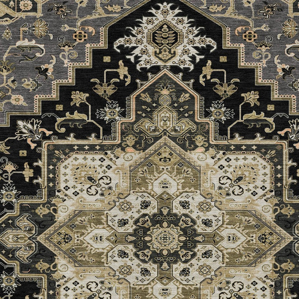 Homeroots 3' Beige Green Brown Oriental Washable Area Rug For Indoor Outdoor Spaces - Durable & Stylish 3' X 5' Polyester 600138