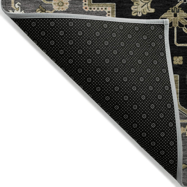 HomeRoots 5' Elegant Black, Gray & Ivory Oriental Area Rug - Durable, Washable for Indoor & Outdoor Charm 5' X 8' 600139